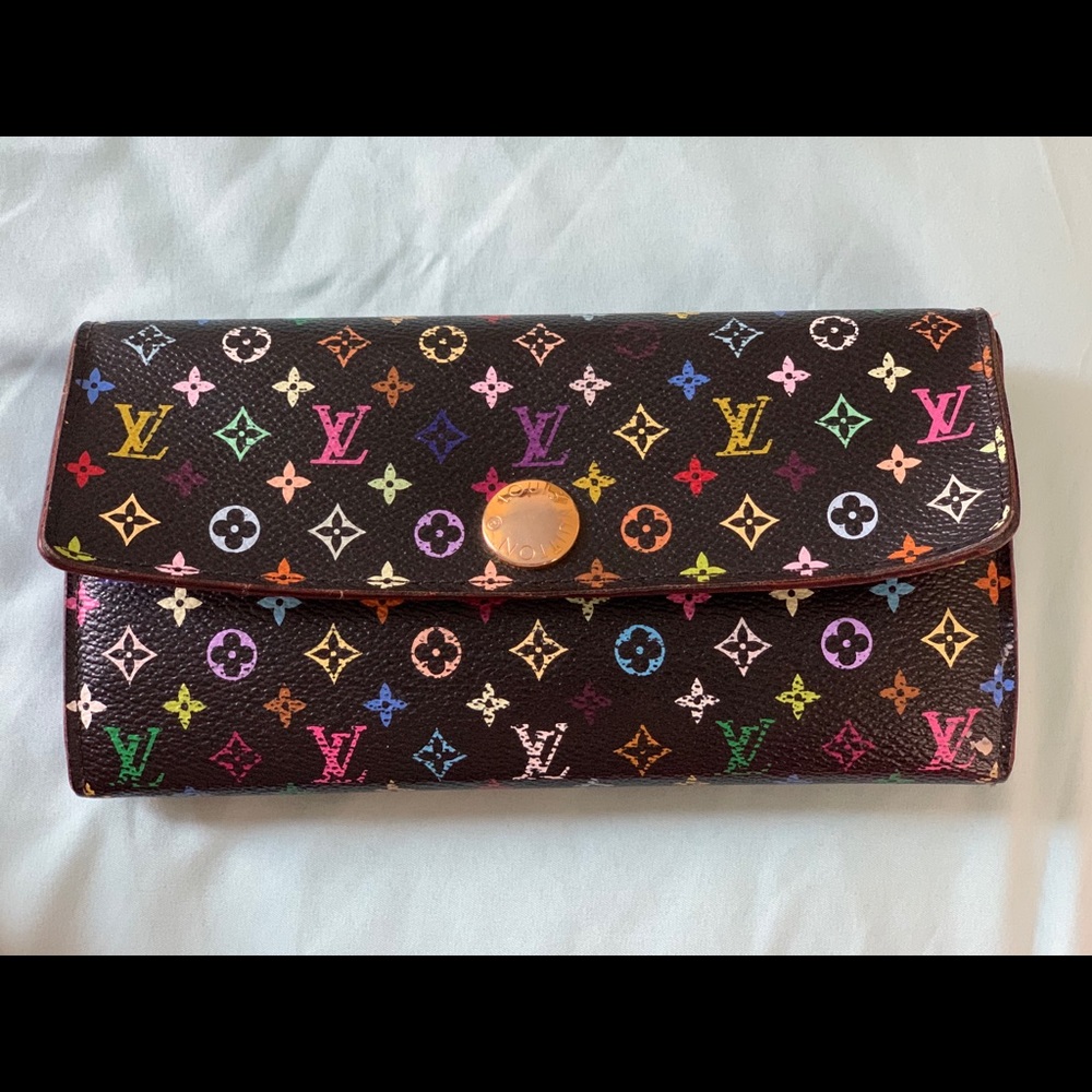 LV Black multicolor monogram sarah wallet